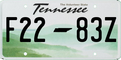 TN license plate F2283Z