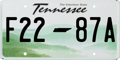 TN license plate F2287A