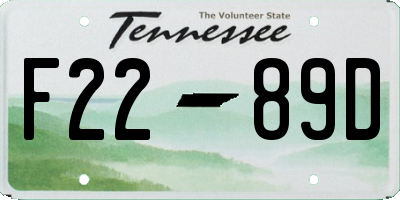 TN license plate F2289D