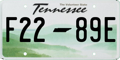 TN license plate F2289E