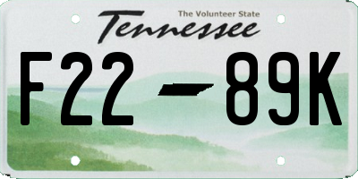 TN license plate F2289K