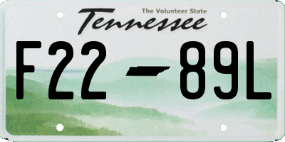 TN license plate F2289L