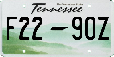 TN license plate F2290Z