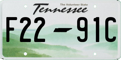 TN license plate F2291C
