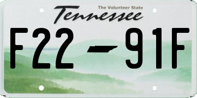 TN license plate F2291F