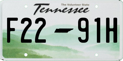 TN license plate F2291H