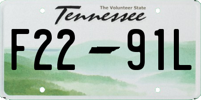 TN license plate F2291L