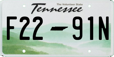 TN license plate F2291N