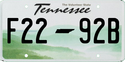 TN license plate F2292B