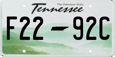 TN license plate F2292C