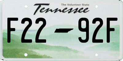 TN license plate F2292F