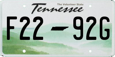 TN license plate F2292G
