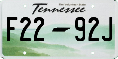TN license plate F2292J
