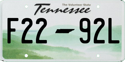 TN license plate F2292L