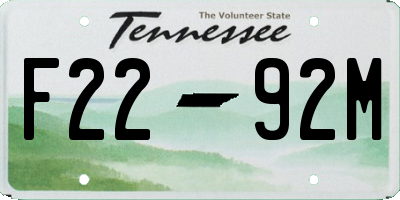 TN license plate F2292M