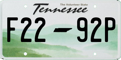 TN license plate F2292P