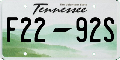 TN license plate F2292S