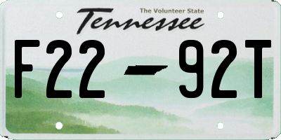 TN license plate F2292T