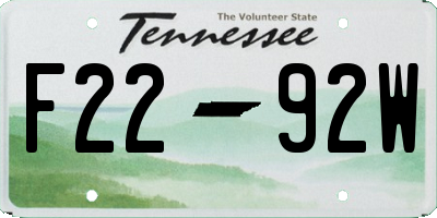TN license plate F2292W