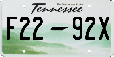 TN license plate F2292X