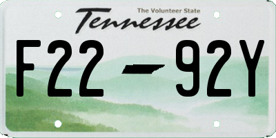 TN license plate F2292Y