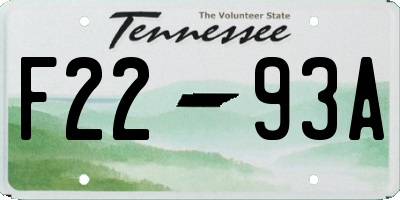TN license plate F2293A