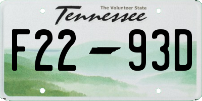 TN license plate F2293D