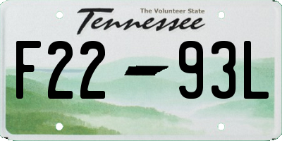 TN license plate F2293L
