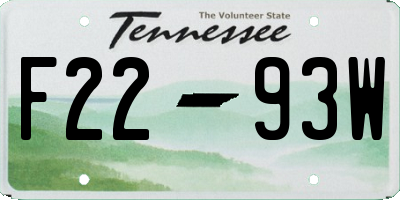 TN license plate F2293W