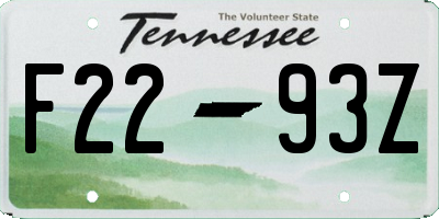 TN license plate F2293Z