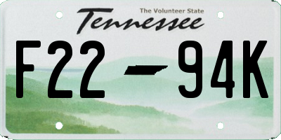 TN license plate F2294K