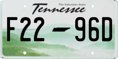 TN license plate F2296D