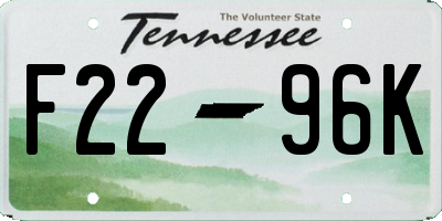 TN license plate F2296K