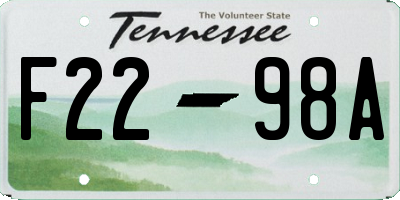 TN license plate F2298A