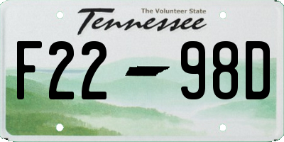 TN license plate F2298D