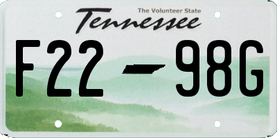 TN license plate F2298G
