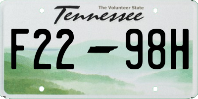 TN license plate F2298H