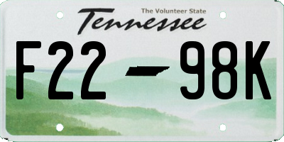 TN license plate F2298K