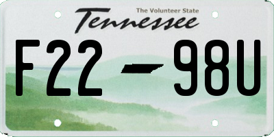 TN license plate F2298U