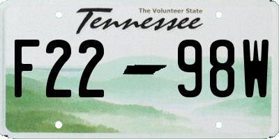 TN license plate F2298W