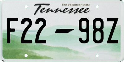 TN license plate F2298Z