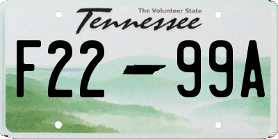 TN license plate F2299A
