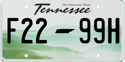 TN license plate F2299H
