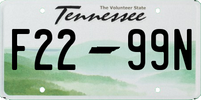TN license plate F2299N