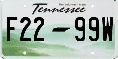 TN license plate F2299W