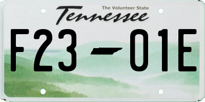 TN license plate F2301E
