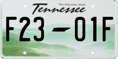 TN license plate F2301F