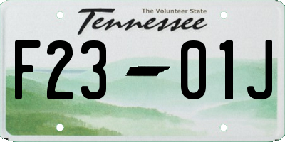 TN license plate F2301J