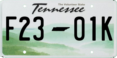 TN license plate F2301K