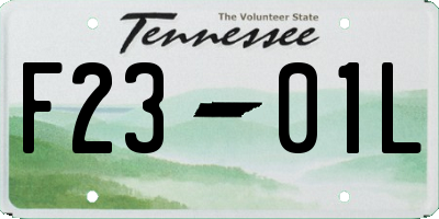TN license plate F2301L